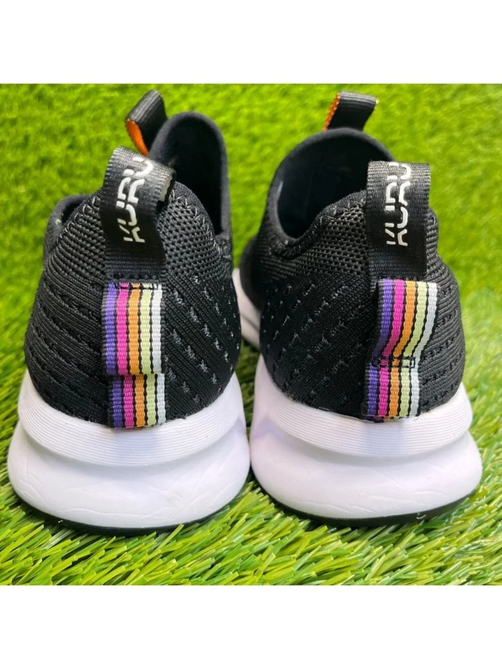 Kuru Atom Womens Size 6.5 Black White Athletic Walking Slip On Shoes Sneakers